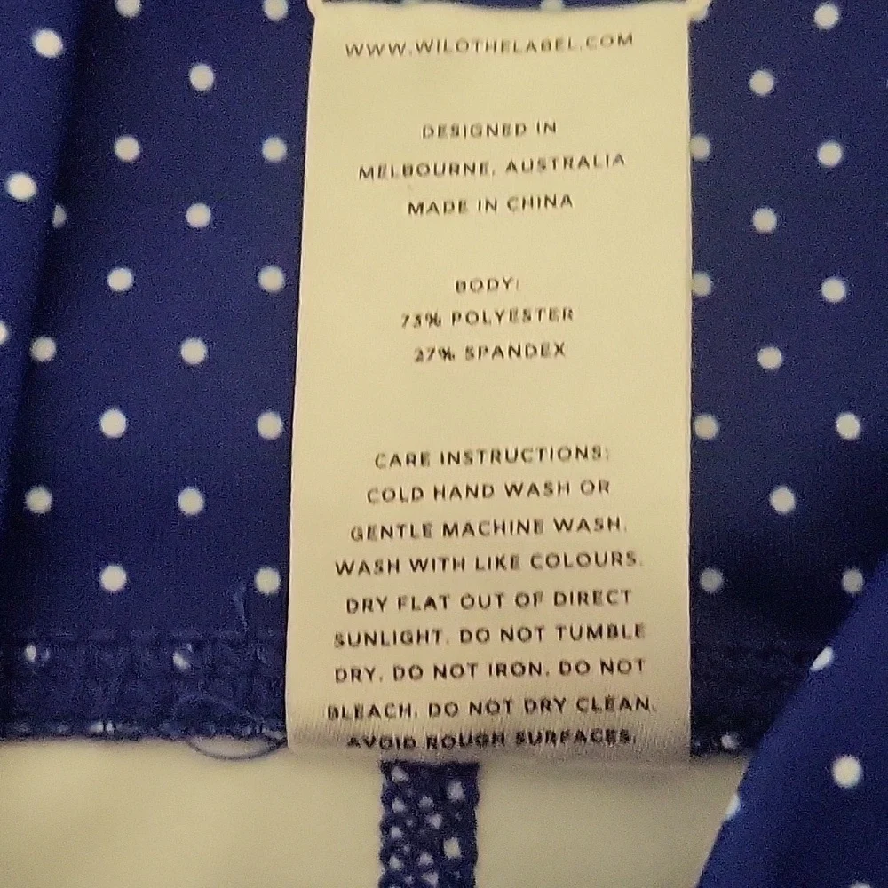 WILO Polka Dot Crossover Waist Blue Bike Athletic Short - Size S